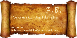 Porubszki Boglárka névjegykártya